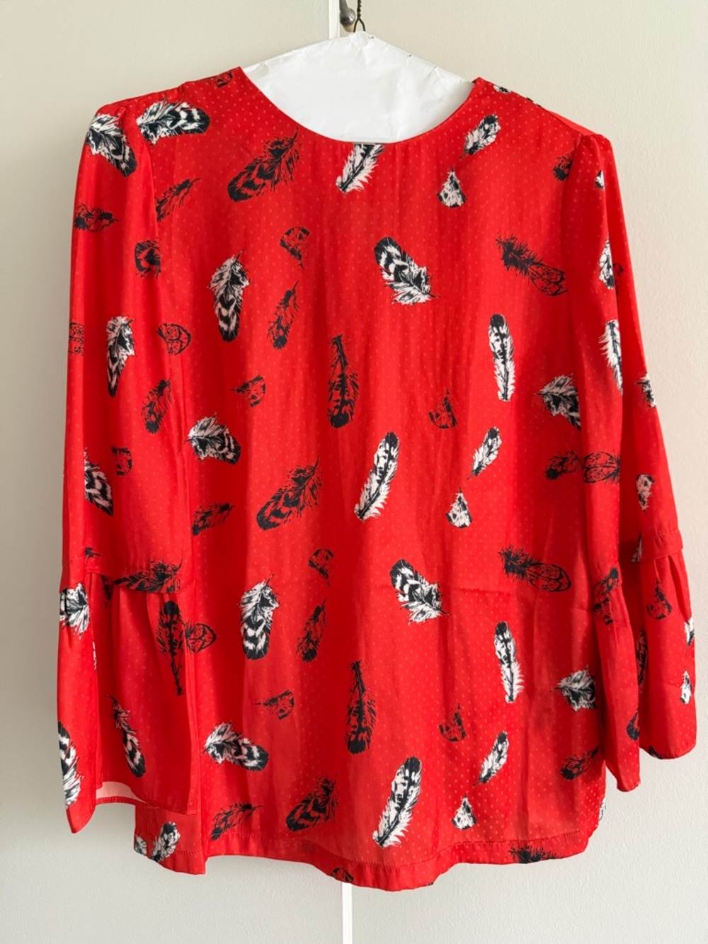 Whistles Red Feather-Print Blouse